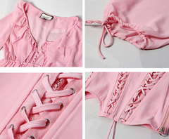 Ruffled Waistband V-Neck Dress