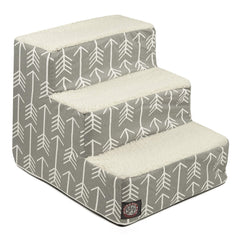 Majestic Pet 3 Step Portable Dog Stairs for Small Dogs to get on Bed Supports 25 lbs or Less – Dog Steps for High Bed with Machine Washable Cover – Pet Stairs for Cats Arrow Gray