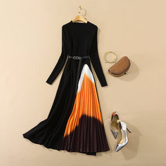Elegant Long Sleeve Knit Dress with Ankle Length (2020)