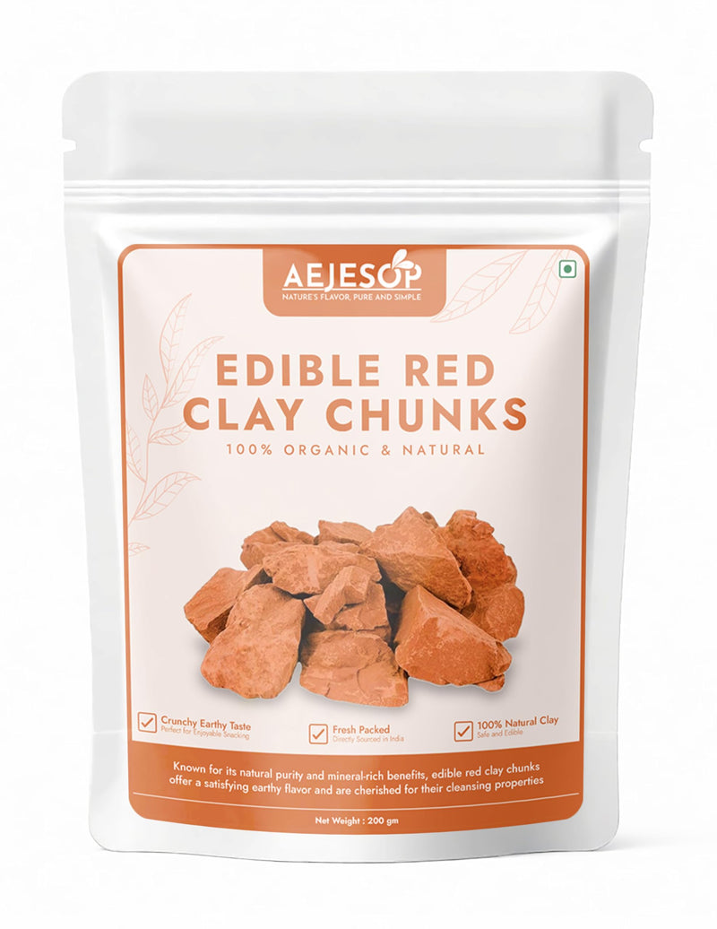 AEJESOP Red Clay Edible Clay Chunks Natural Clay Organic Clay Clay Mask Natural Mud Mask - wt. 7 oz (200gm)