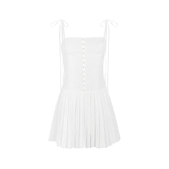 Summer White Backless Dress - French Style Mini Dress