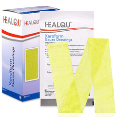 HEALQU Medical Xeroform Petrolatum Dressing 1x8-50 Count - Non-Adherent Gauze Pad for Low Exudating Wounds - Fine Mesh Gauze Patch Sterile for Wound Care Lacerations Burns & Skin Grafts