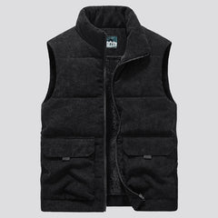 Men's Corduroy Vest with Pockets and Thick Lining