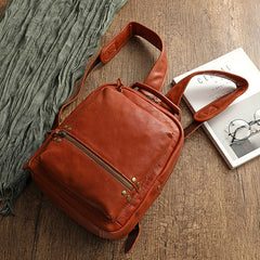 Cowhide Backpack with Wash Water Wax Polishing