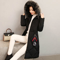 Women's Long Down Cotton Jacket with Large Collar