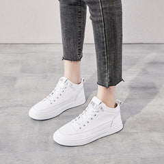Genuine Leather High-Top Women's Casual Sports Shoes