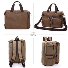Large 3-in-1 Canvas Business Bag for 17-inch Laptop