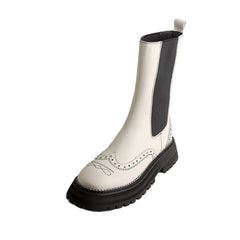Thick Heel Elastic Band Color Matching Women's Boots