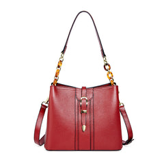 Large Capacity Leather Bucket Handbag