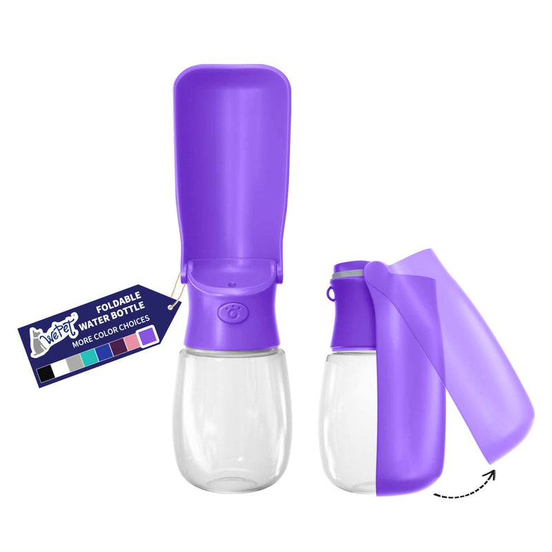 WePet Foldable Portable Dog Water Bottle Puppy Water Dispenser with Drinking Feeder 12 OZ High-Temperature Resistant Leak Proof for Pets Outdoor Walking Hiking Travel Food Grade Plastic BPA Free
