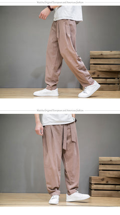 Chinese Style Men's Casual Loose Cotton Linen Trousers