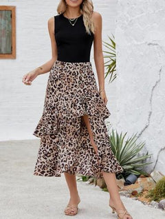 Leopard Print Skirt for Latin Dance Practice