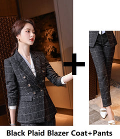 Plaid Formal Suit for Women's Office Attire