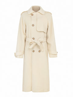 Double-Sided Wool Blend Belted Long Coat for Women