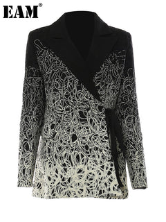 Women’s Black Embroidered Plus Size Blazer Jacket