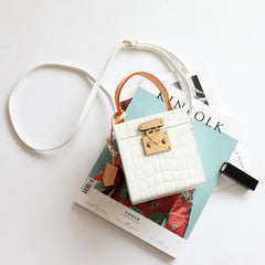 Mini Color-Block Leather Box Bag for Women