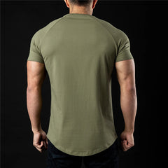 Solid Color Short Sleeve Fitness T-Shirt for Men