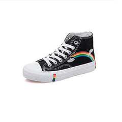 High-Top Rainbow Fabric Sneakers for Women