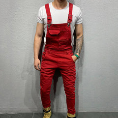 Men's Denim Overalls and Casual Biker Pants Trousers