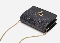 Starry Sequin Shoulder Bag with Accordion Chain Strap