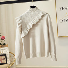 Women's 2020 Autumn Winter Sweet Ruffled Knit Sweater