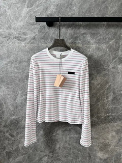 2024 Spring/Summer Casual Stripe Round Neck T-Shirt