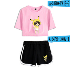 2D Custom Gacha Life Crop Top and Shorts Set