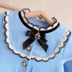 Cute Girls' Winter Fleece Sweater Set with Ruffles