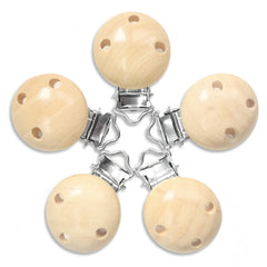 Anemeeoke 50Piece Natural Beech Wood Pacifier Suspender Clips for Teething Grasping Toy Charm DIY Pacifier Clips Holder Accessories Wood Pacifier Clip Holder