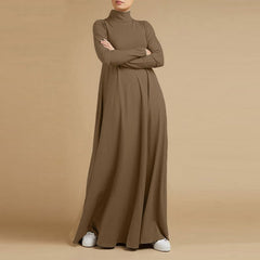 Collage Long Sleeve Turtleneck Dress for Women