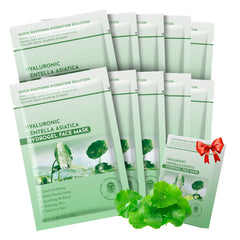Calming Mask for Face Centella Asiatica Calming Mask Facial Masks with Aloe Hyaluronic Acid for Sensitive Skin Soothing Anti Aging Face Mask Face Masks Skincare Hydrating Sheet Face Mask 10 pack