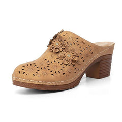 Women's PU Leather Round Head Slip-On Clogs Shoes