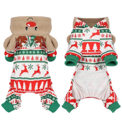 Dog Pajamas Small Sized Dog Cute Bohemian Ethnic Style Elk Hooded Dog Clothes Soft Stretchy Puppy Onesies Dog Pajamas Xmas Pet Jumpsuits Cover 4 Legs Pet Pjs Jammies Apparel
