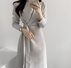 Korean Daejeon Long Slim Fit Vintage Dress for Women