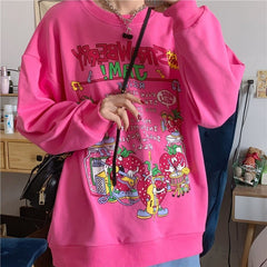 Cute Retro Street Sweatshirts and Tops for Women