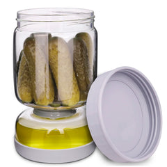 Homnoble Pickle and Olive Hourglass Jar with Strainer Flip for Pickle Juice Separator from Wet and Dry Upgrade Food-grade ABS Lid and BPA Free Hourglass Jar for Airtight Storage