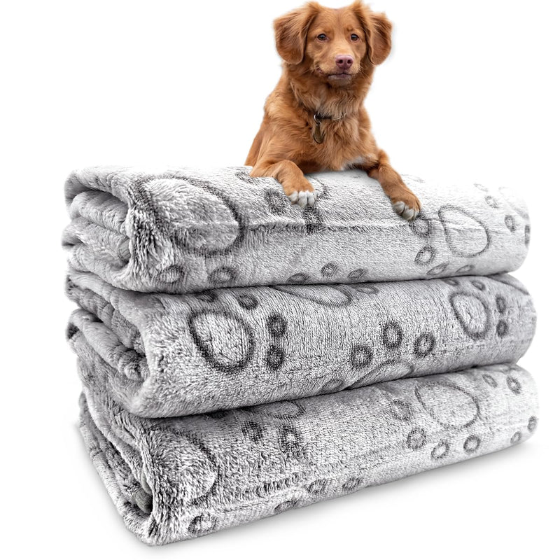 3 Pack Dog Blankets Washable - Soft Dog Blanket for Medium Dogs and CatsFluffy Flannel Pet Blanket Mat Cover for Bed Couch Cute Print Puppy Blanket 41