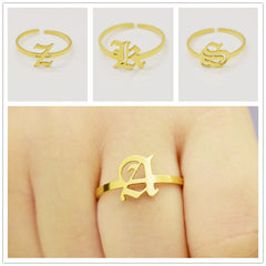 Vintage English Alphabet Ring in 18K Vacuum Plating