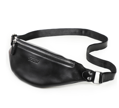 Black Casual Leather Men's Crossbody Bag