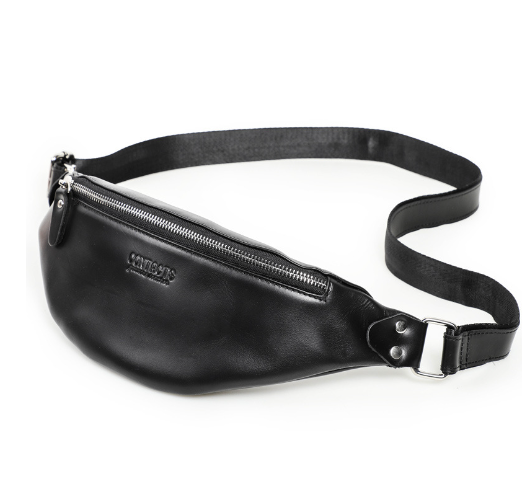 Black Casual Leather Men's Crossbody Bag
