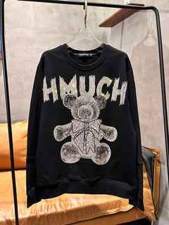 Light Luxury Rhinestone Bear Sweatshirt for Women