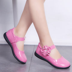 Kids' Purple Rhinestone Leather School Shoes for Girls