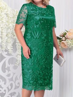 Plus Size Spring Summer Women's Lace Cocktail Dress