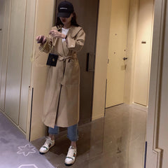 Laced Trench Coat with Large Lapels, Mid-Length