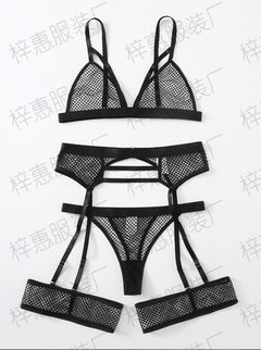 Mesh See-Through Bra Set - Sexy Lingerie (3 Pieces)