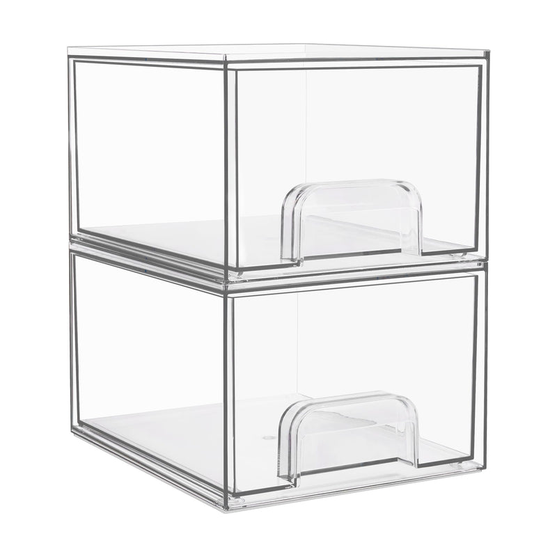 Vtopmart 2 Stück Schubladen Organizer Transparent Badezimmer Organizer mit 16 rutschfeste Matte Schminktisch Organizer für Badezimmer Schminktisch Unter Waschbecken