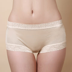 Luxurious Silk Women's Lace Trim Mid-Rise Boxers