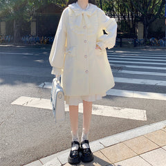 Japanese Cute Doll Collar Woolen Coat for Women