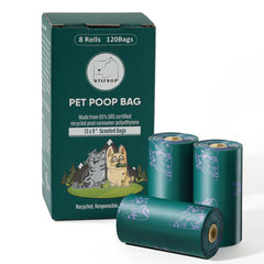 ATIFBOP Dog Poop Bags Rolls Extra Thick and Leak-proof Recycled Poop Bags for Dogs 8 Refill Rolls Scented Waste Bag for Dog and Cat Made from 65% Recycled Plastics