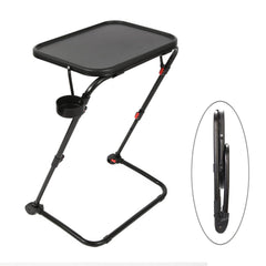 FRESMINT TV Tray Table Desk with Cup Holder Adjustable Folding for Home Office Foldable Portable Stable Lightweight Storage Small Space 4 Heights Adjustment & 3 Tilt Angles No Assembly